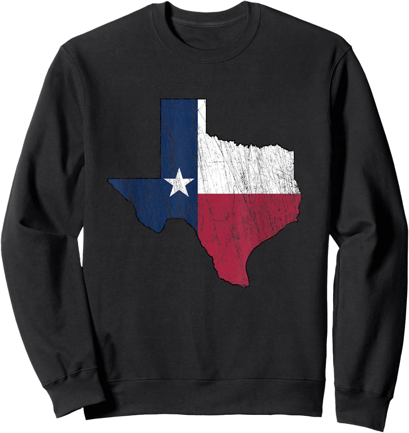 Texas Map - Worn/Distressed Design - Flag of Texas Sweatshirt - Sweatshirt | Black