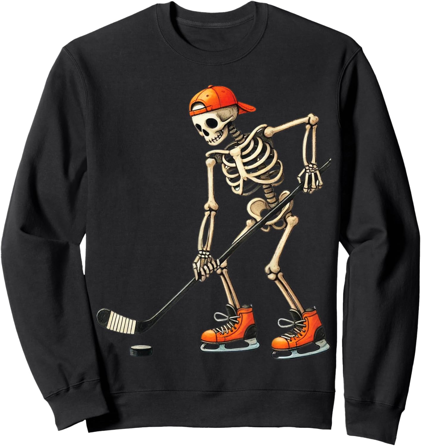Skeleton Ice Hockey Halloween Costume Men Boys Kids Sweatshirt - Sweatshirt | Black
