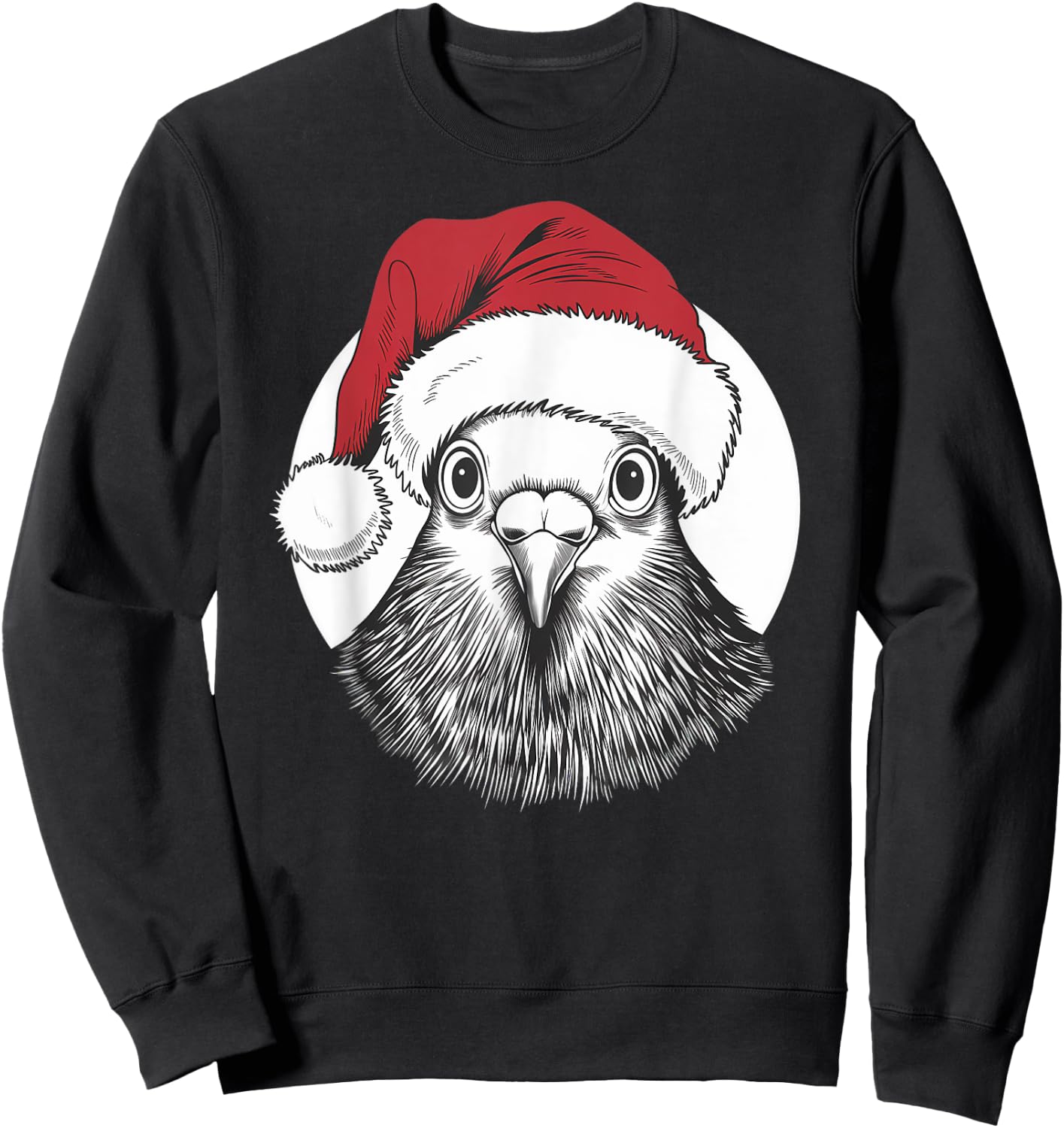 Joyful Pigeon Santa on Pigeon Christmas Sweatshirt - Sweatshirt | Black