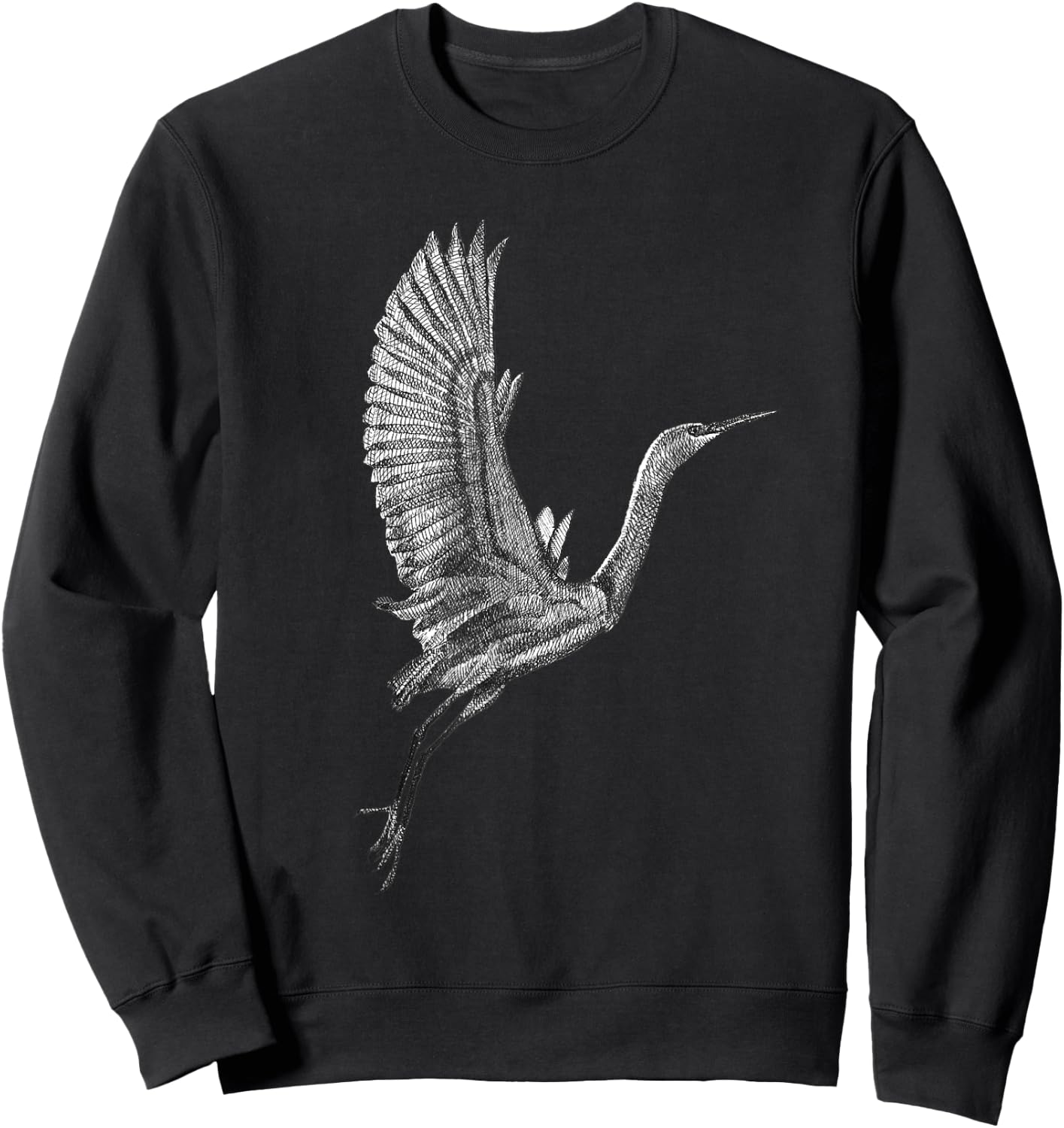 Tai Chi White Flying Crane Qi Gong Illustration Sweatshirt - Sweatshirt | Black