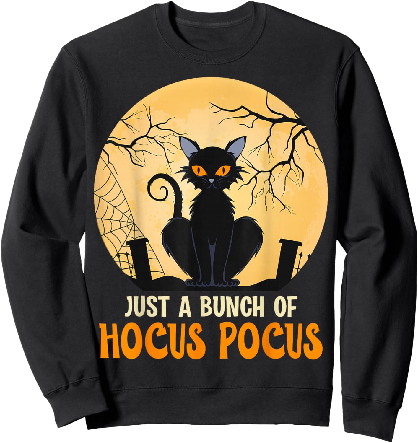 just a bunch of hocus pocus, Cat with Halloween autumn Sweatshirt - Sweatshirt | Black