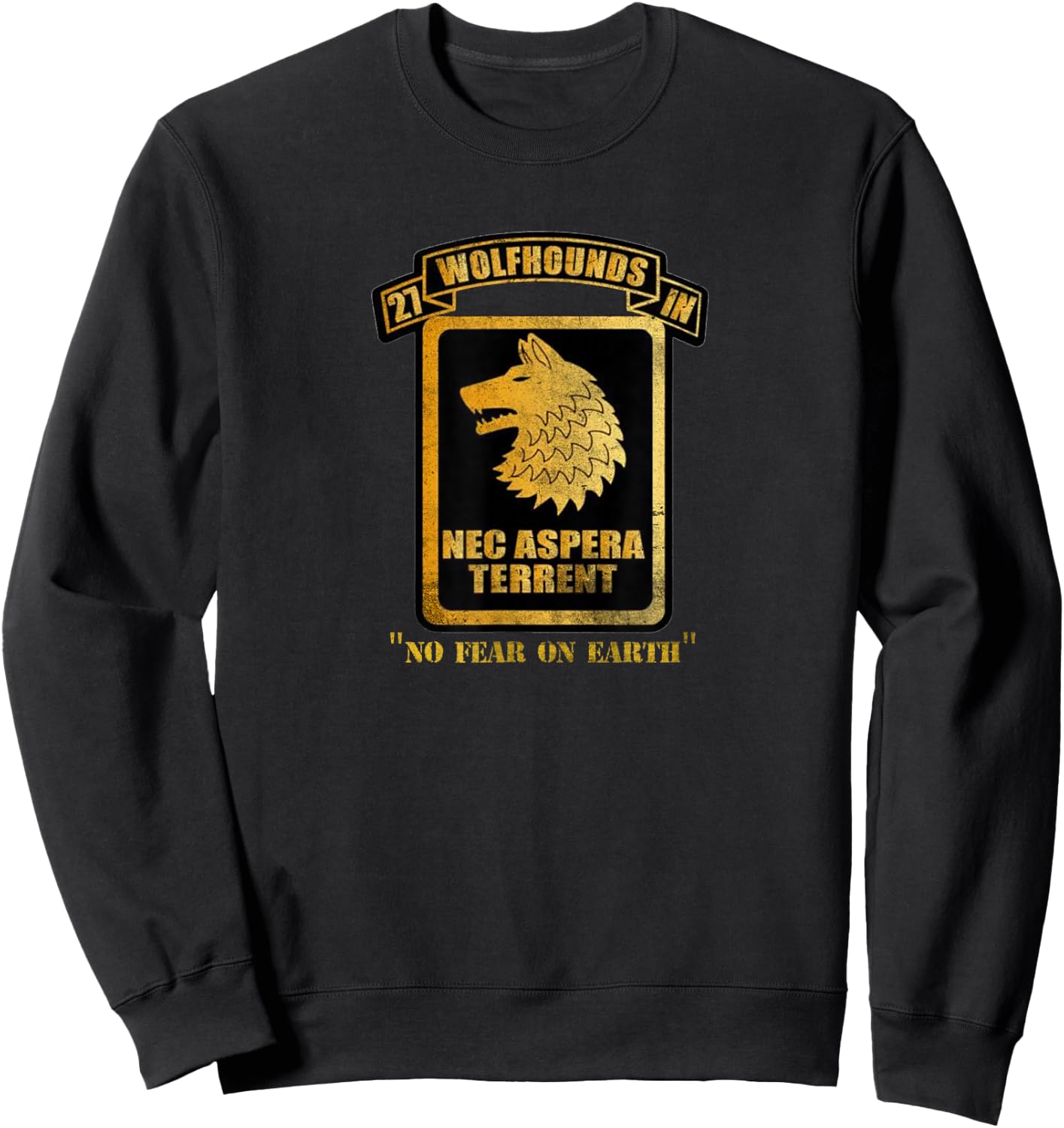 27th Infantry Regiment Wolfhounds U.S. Army Grunt Distressed Sweatshirt - Sweatshirt | Black