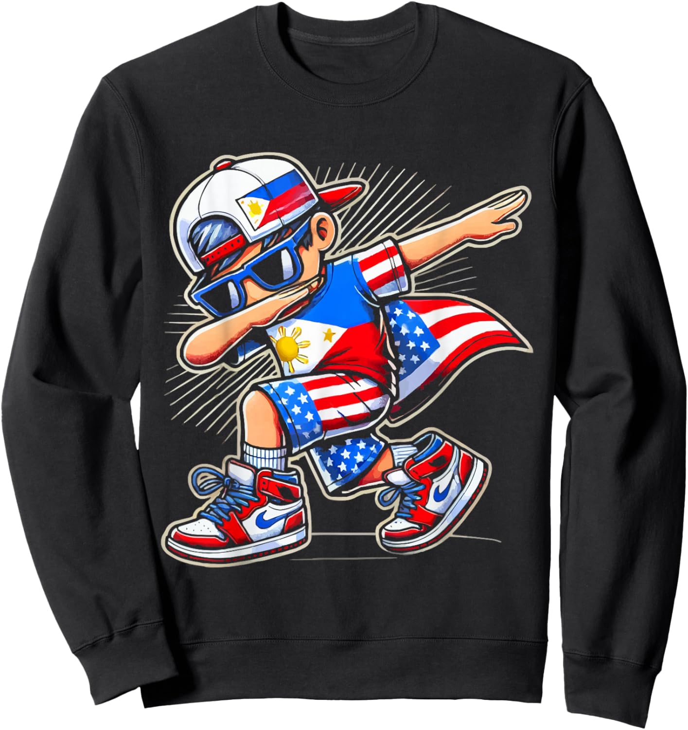 Half Filipino Half American USA Flag Philippines America Sweatshirt - Sweatshirt | Black