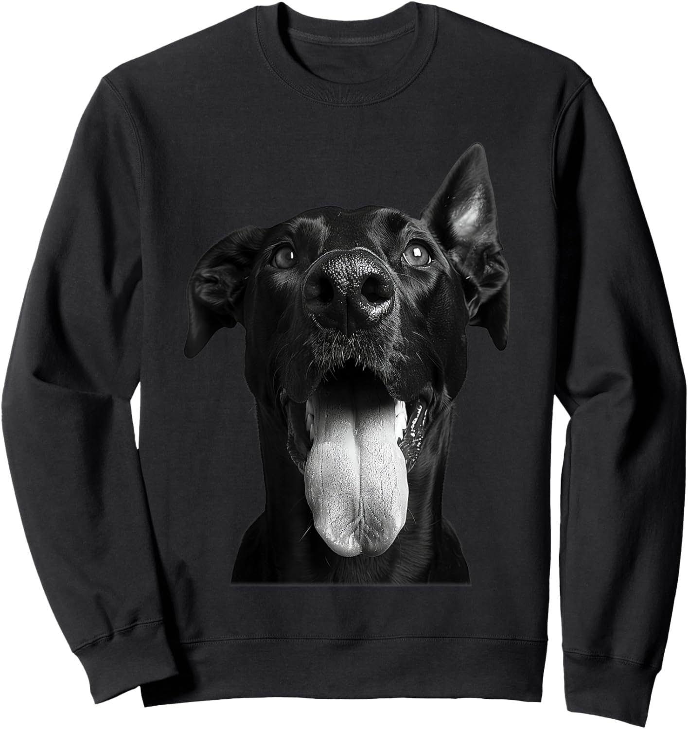 Cool Doberman Sticking Tongue Out Playful Defiance Sweatshirt - Sweatshirt | Black