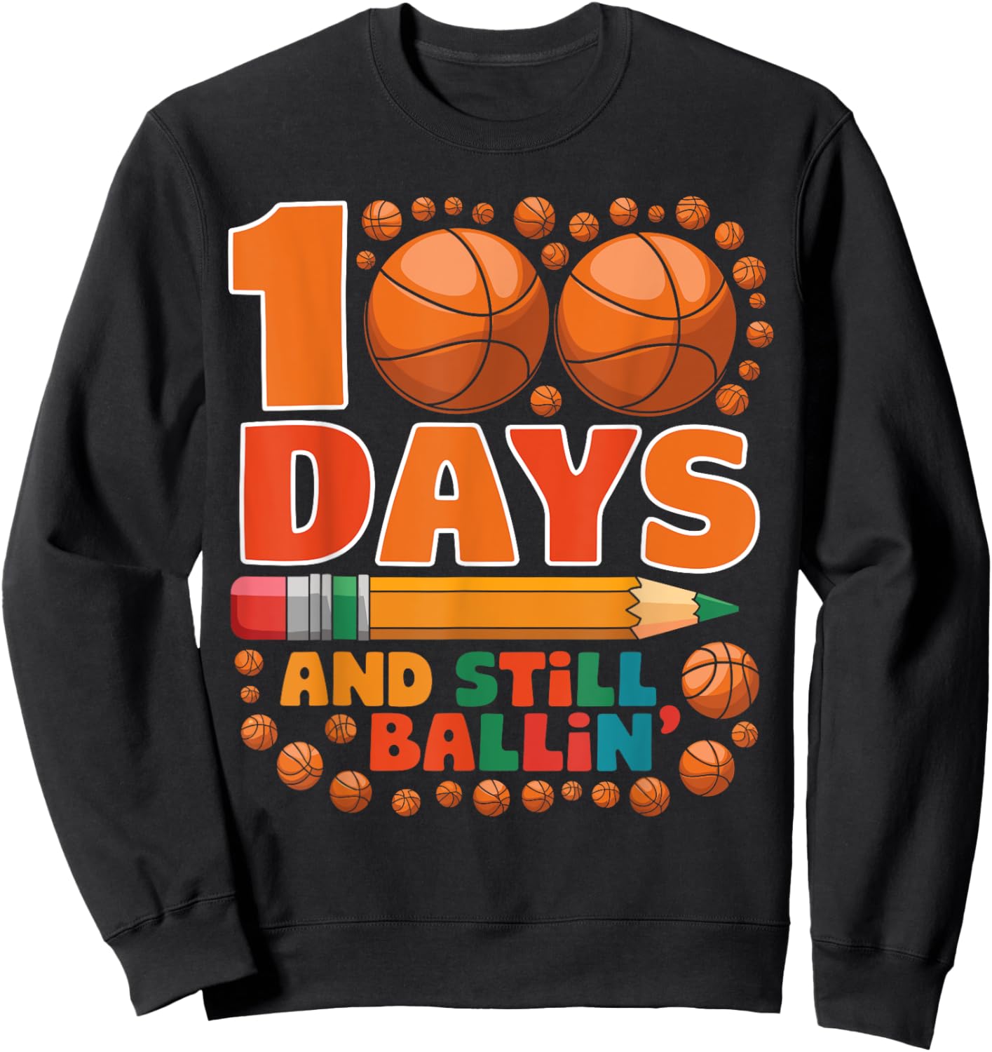100 Days Of School 100th Day Of School Basketball Kids Boys Sweatshirt - Sweatshirt | Black