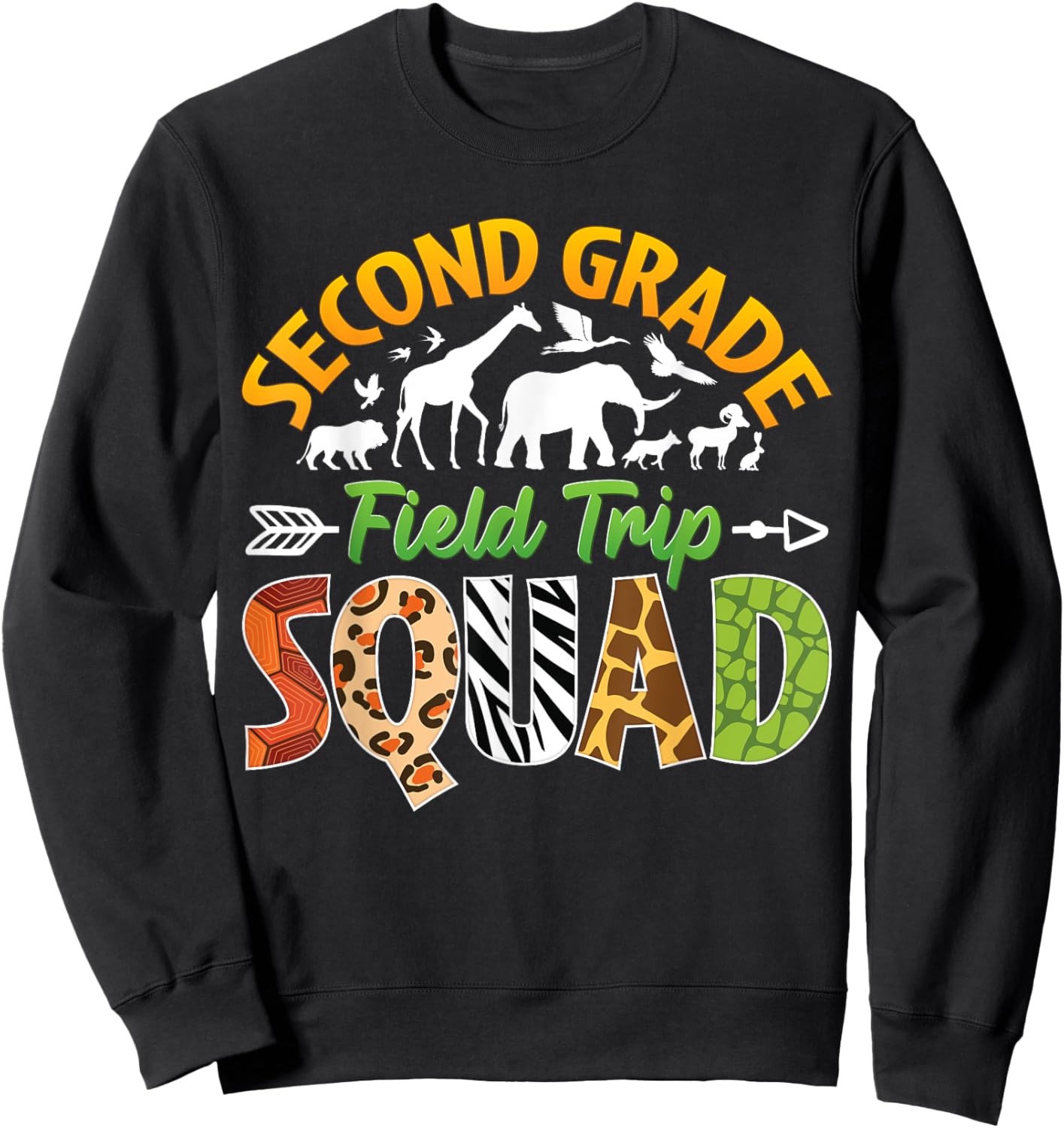 Second Grade Zoo Field Trip Squad Matching Teacher Students Sweatshirt - Sweatshirt | Black