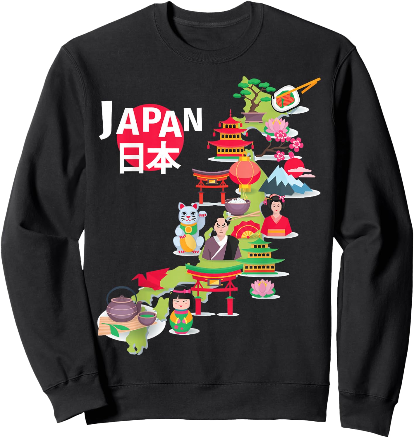 Japanese Flag Travel Map Japanese Pride Okinawa Tokyo Love Sweatshirt - Sweatshirt | Black