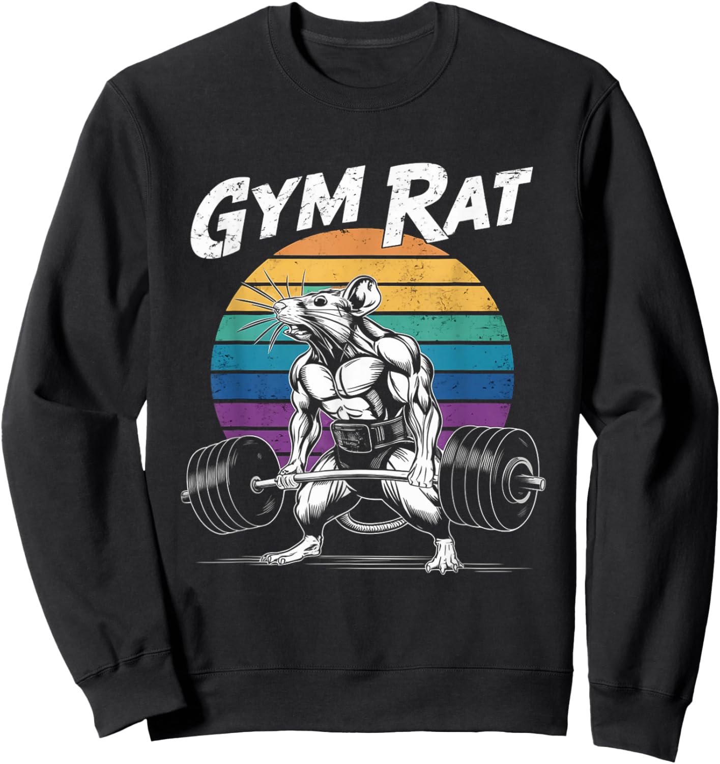 Muscular Gym Rat Weightlifting Bodybuilding Workout Sweatshirt - Sweatshirt | Black