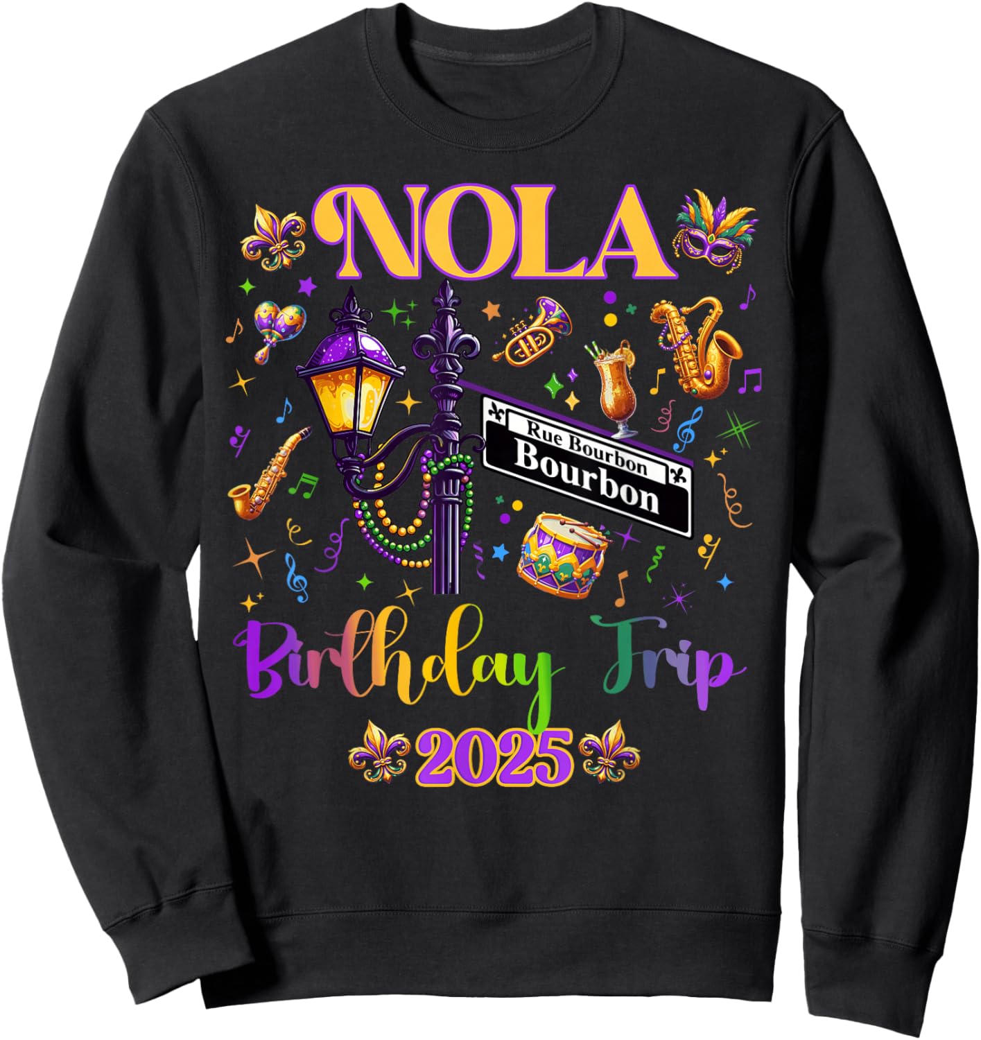 New Orleans Nola 2025 Girls' Birthday Bachelorette Sweatshirt - Sweatshirt | Black