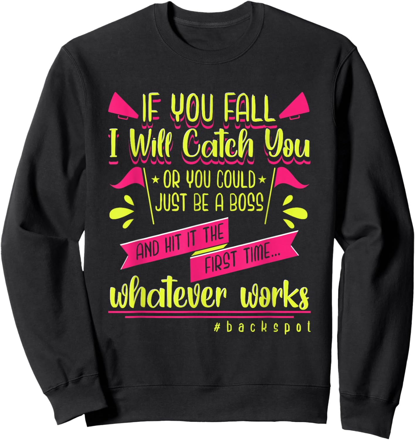 Cheerleading Cheerleader Funny Quote Backspot Cheer Sports Sweatshirt - Sweatshirt | Black