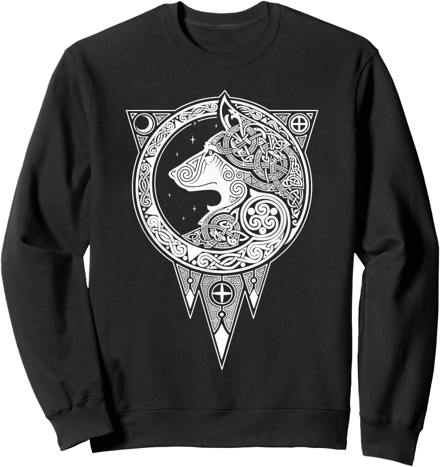 Viking Fenrir Symbol - Monstrous Wolf Norse Mythology Sweatshirt - Sweatshirt | Black