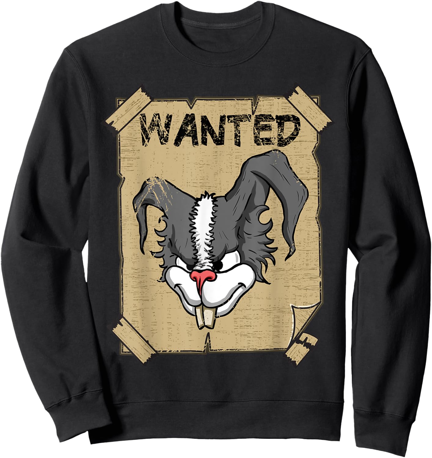 Funny Wanted Bad Rabbit Retro Wanted Poster Angry Bunny Sweatshirt - Sweatshirt | Black
