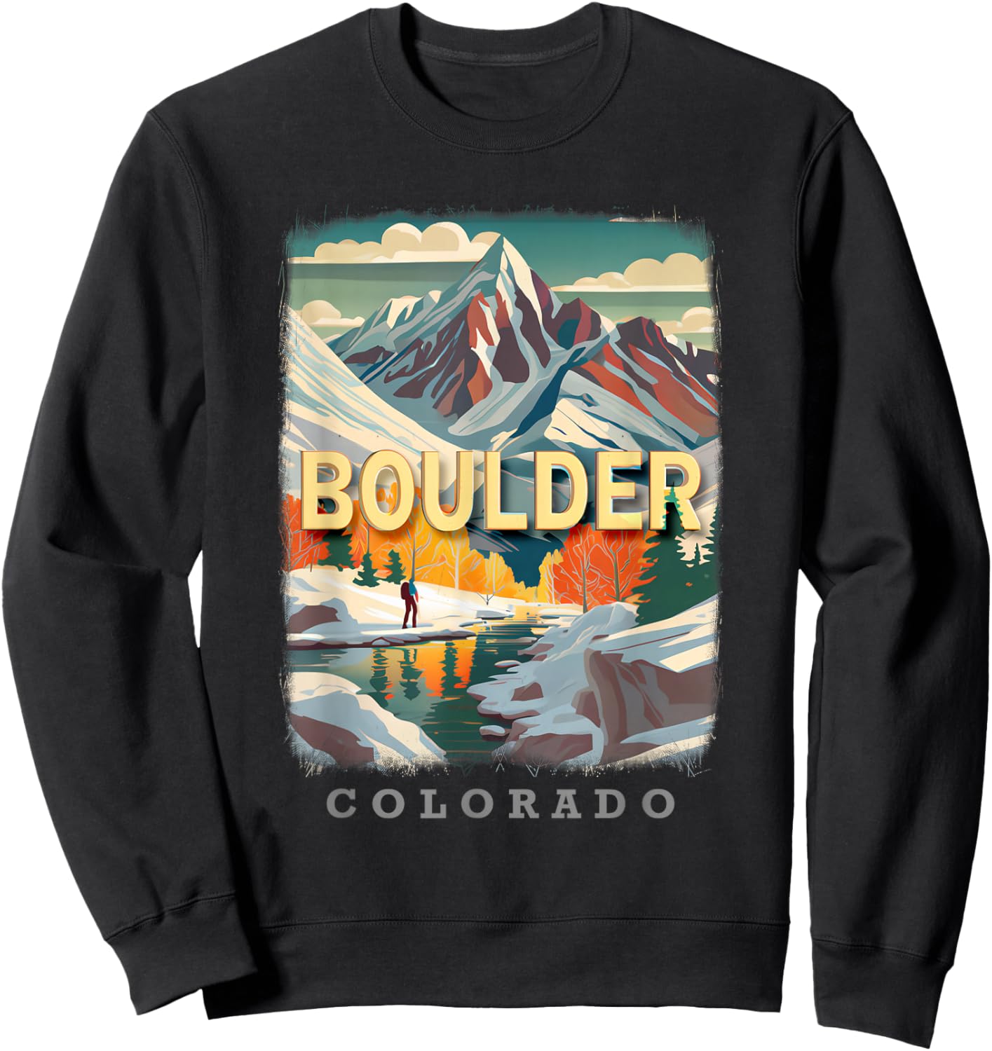 Boulder Colorado CO Rocky Mountain Majesty SD099 Sweatshirt - Sweatshirt | Black