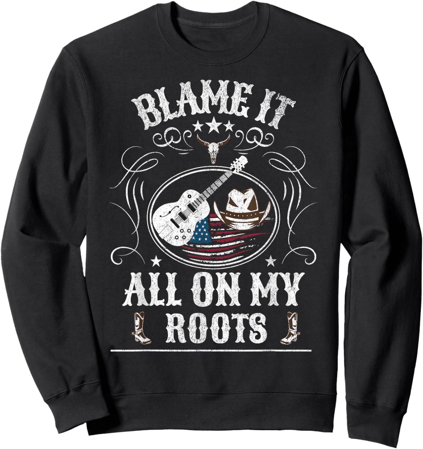 Vintage Country Concert Western Rodeo Graphic Country Sweatshirt - Sweatshirt | Black