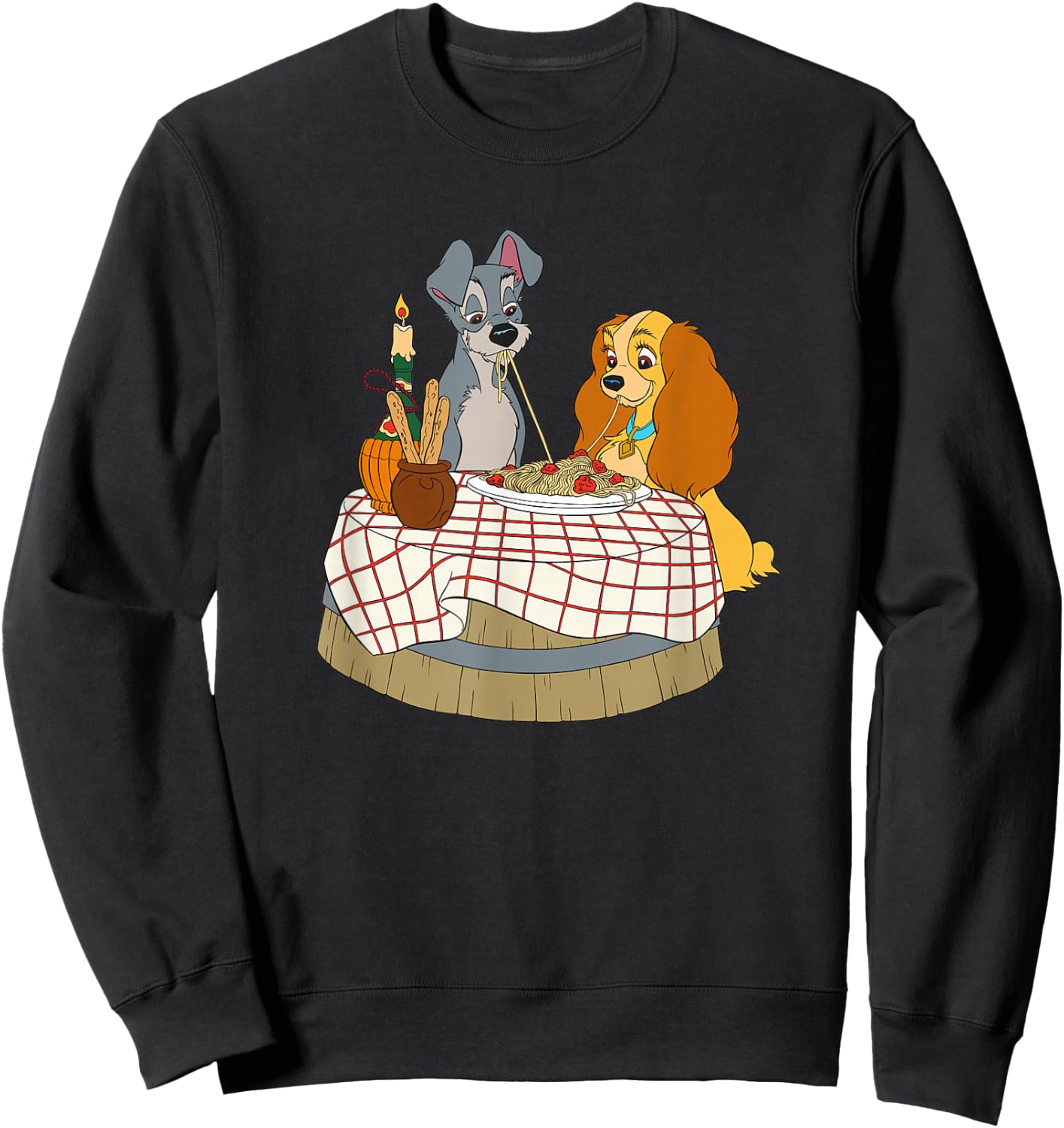 Disney Lady and Tramp Bella Notte Spaghetti Sweatshirt - Sweatshirt | Black