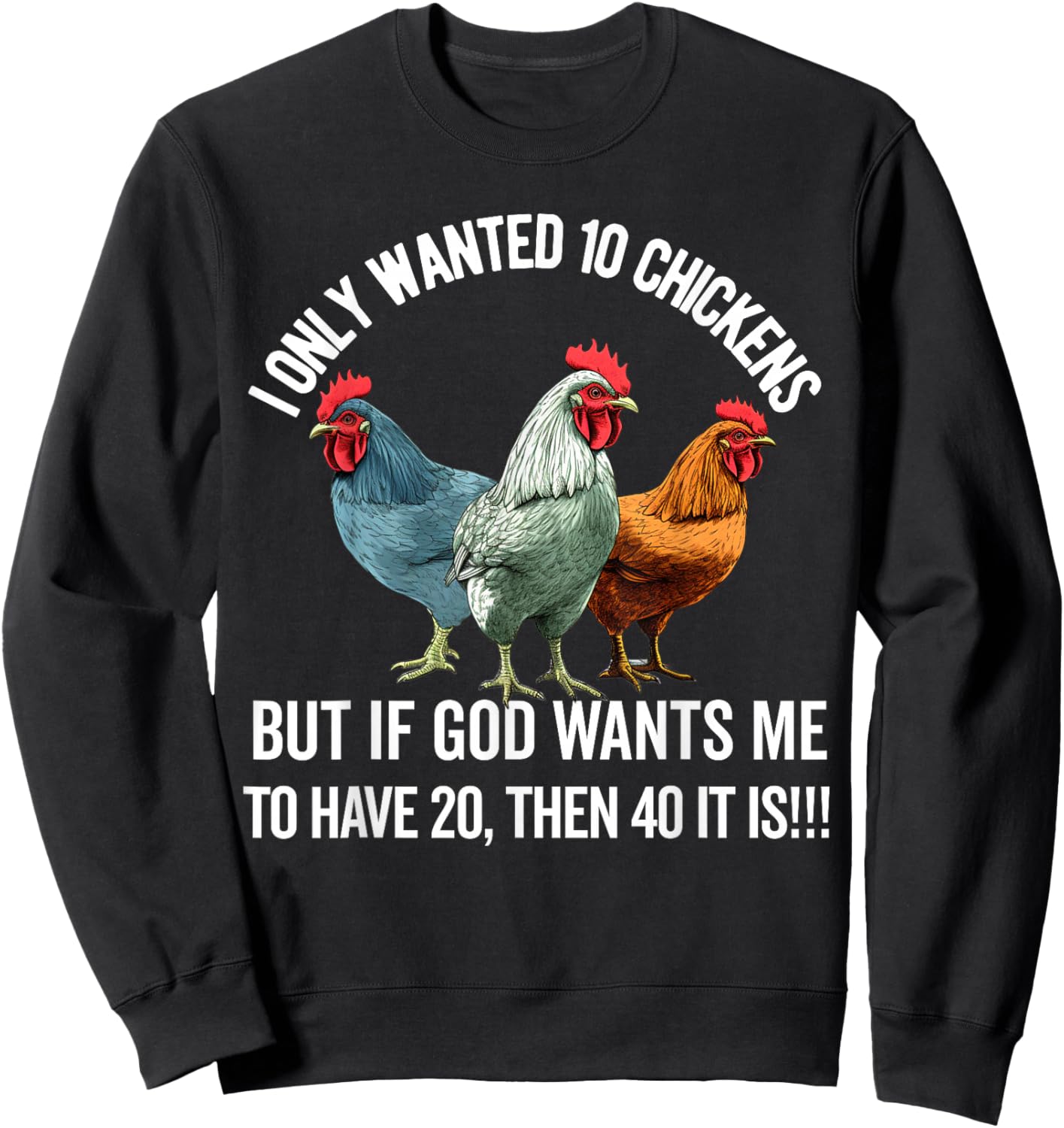 I Only Wanted 10 Chickens But if God Wants Me to Have 20 Sweatshirt - Sweatshirt | Black