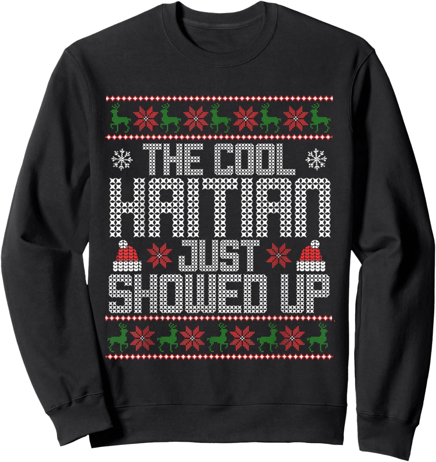 Wonderful Christmas Clothing Co Ugly Christmas Sweater Haitian Cool Funny Xmas Sweatshirt - Sweatshirt | Black