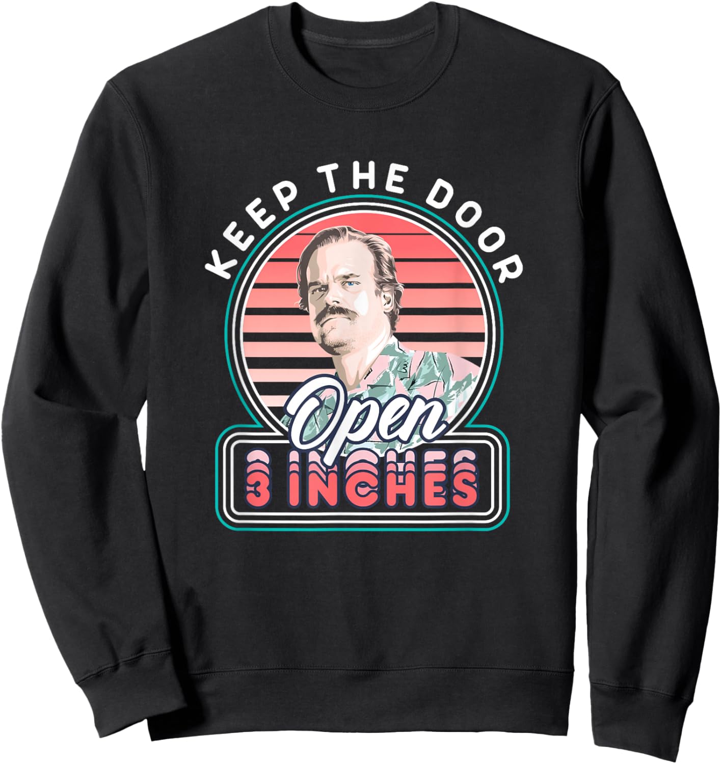 Stranger Things Chief Hopper Vintage Door 3 Inches Open Sweatshirt - Sweatshirt | Black