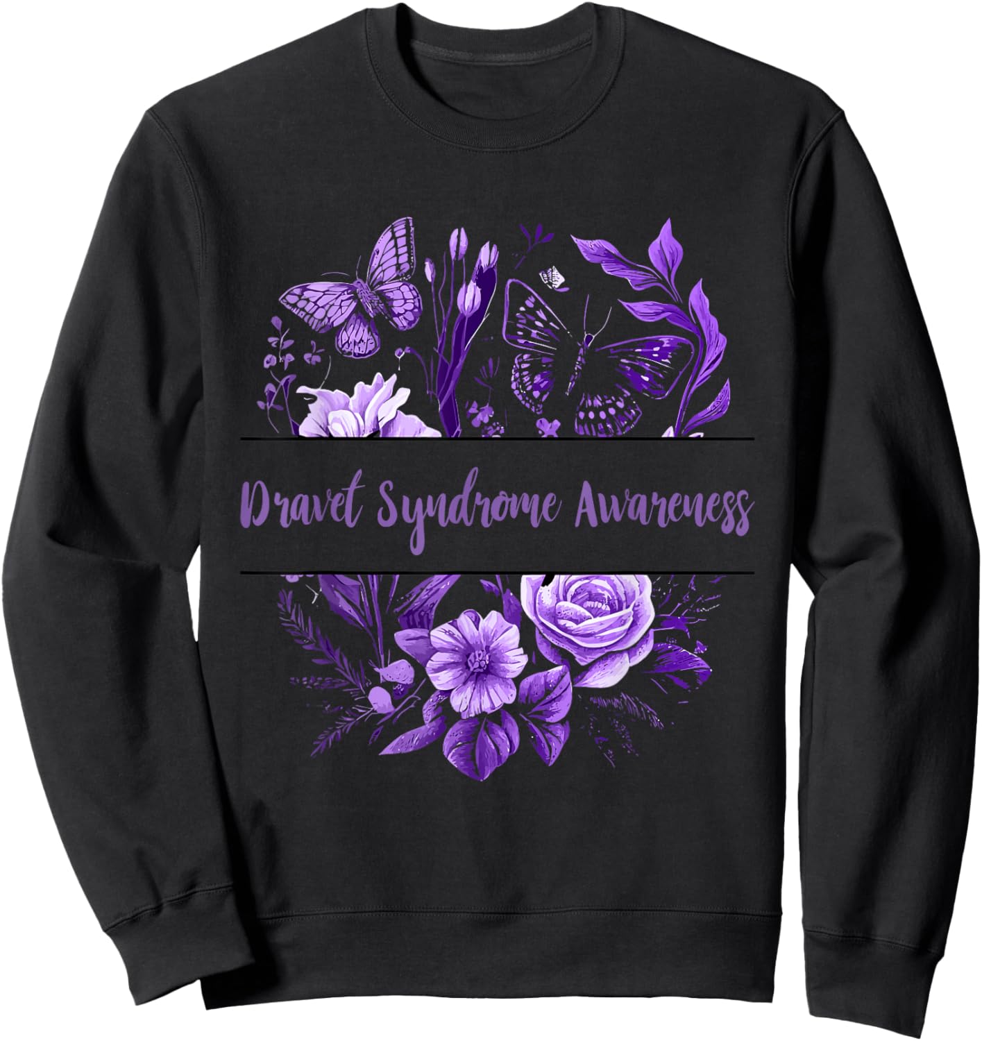 Purple Ribbon Dravet Syndrome Awareness Dravet Survivor Sweatshirt - Sweatshirt | Black