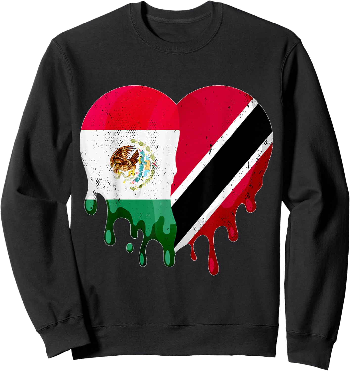 Mexico Trinidad & Tobago Flag Heart Grown Patriot Country Sweatshirt - Sweatshirt | Black