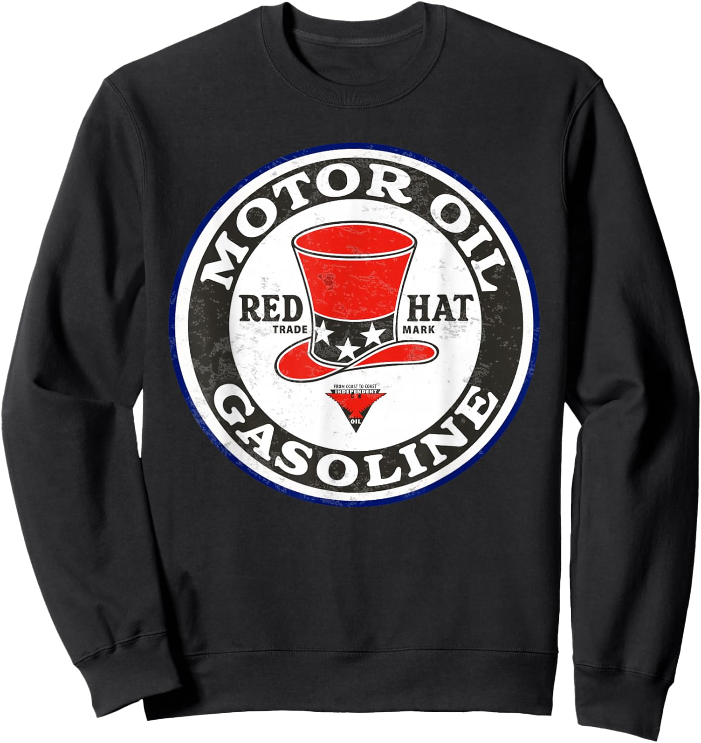 Retro Vintage Gas Station Red Hat Motor Oil Car Bikes Garage Sweatshirt - Sweatshirt | Black