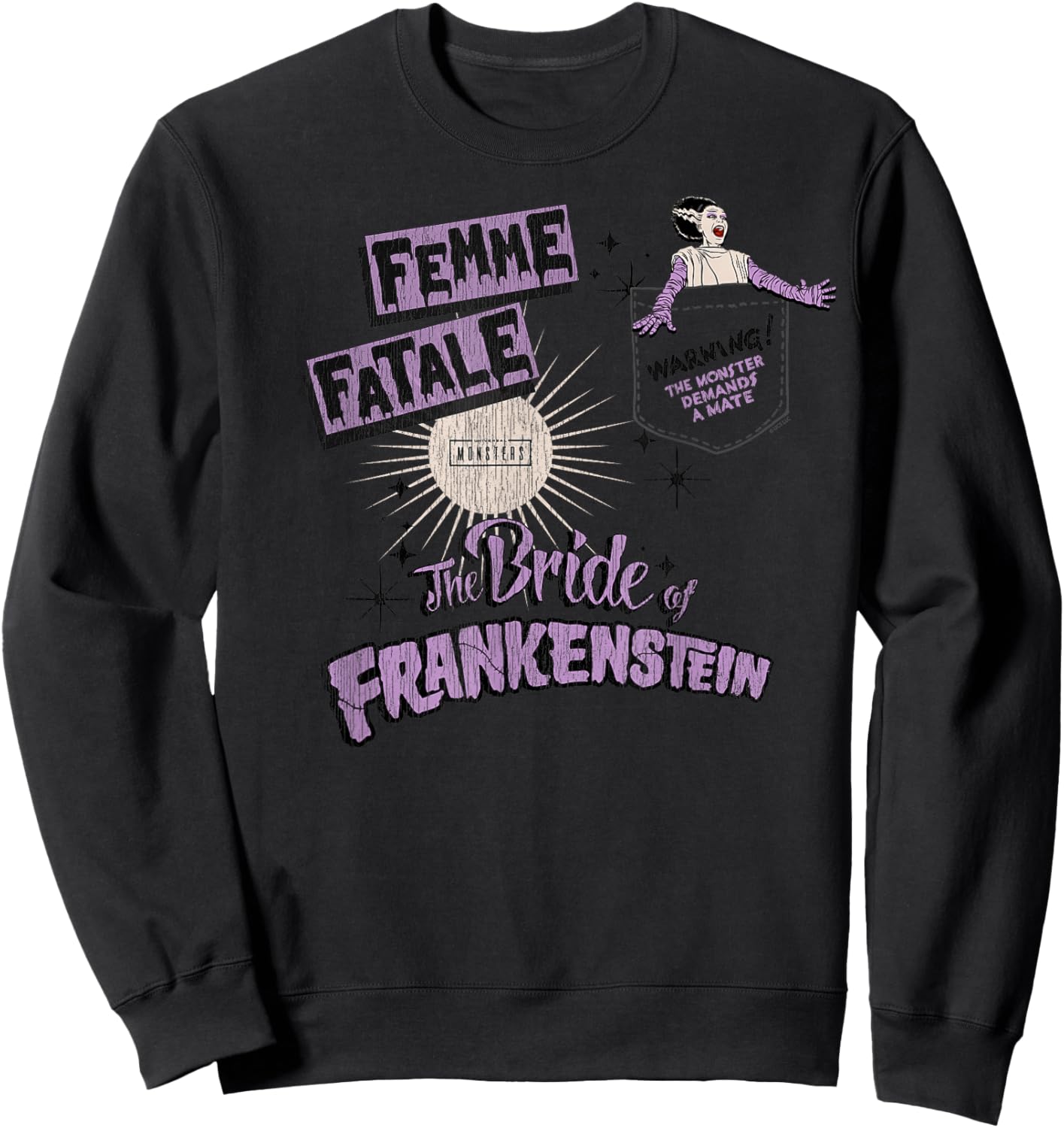 Universal Monsters Bride’s Warning Femme Fatale Pocket Sweatshirt - Sweatshirt | Black