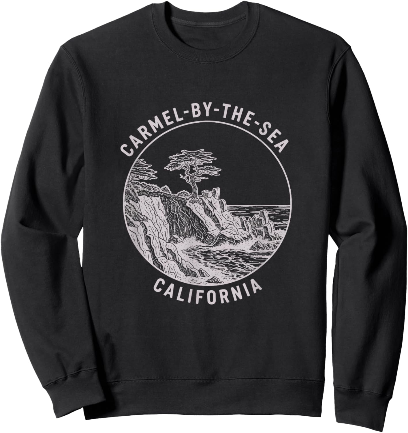 Vintage Carmel-by-The-Sea California Sketch Art Design Sweatshirt - Sweatshirt | Black