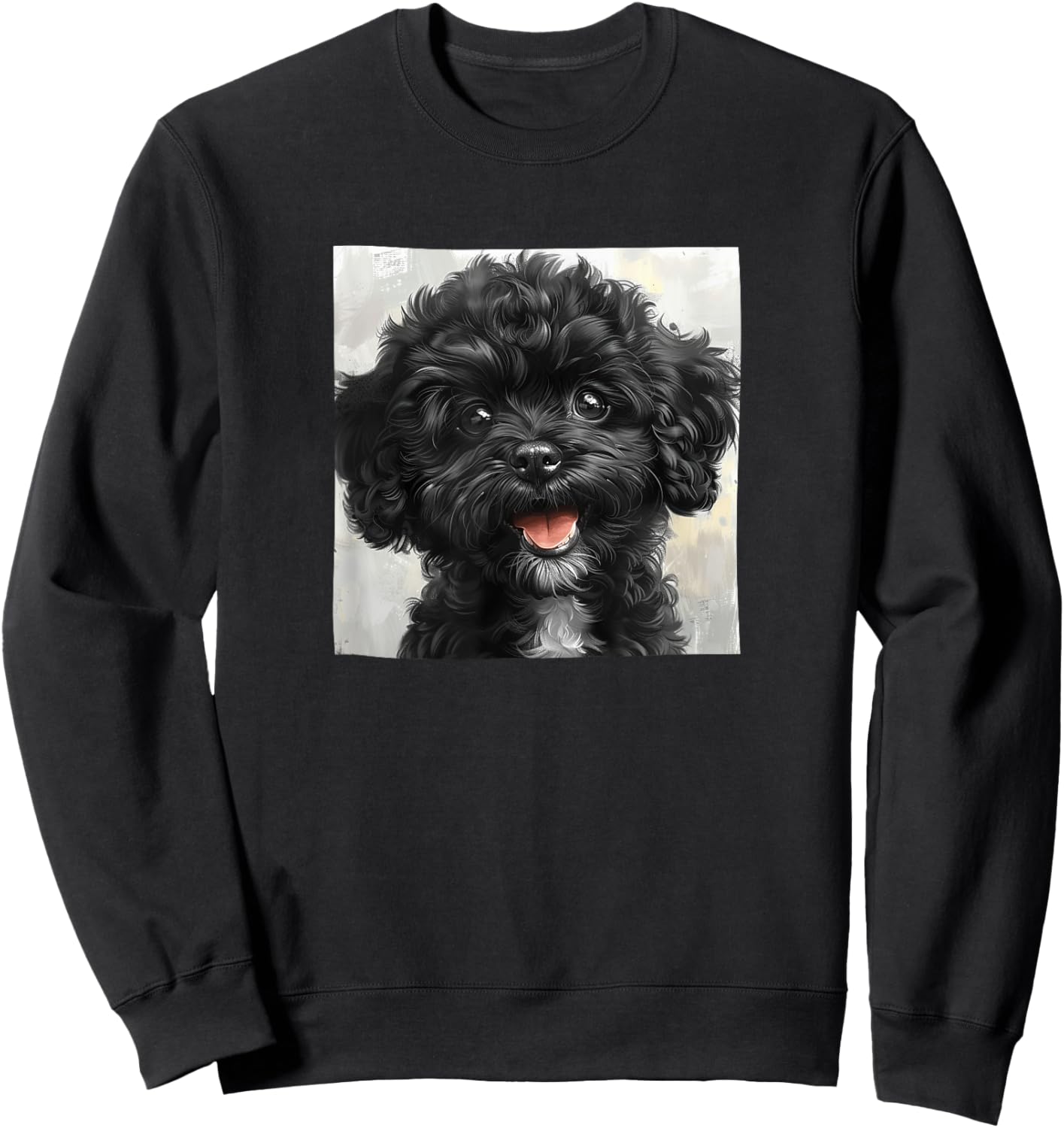 Black Poodle Puppy Laughing Graphic Sweatshirt - Sweatshirt | Black