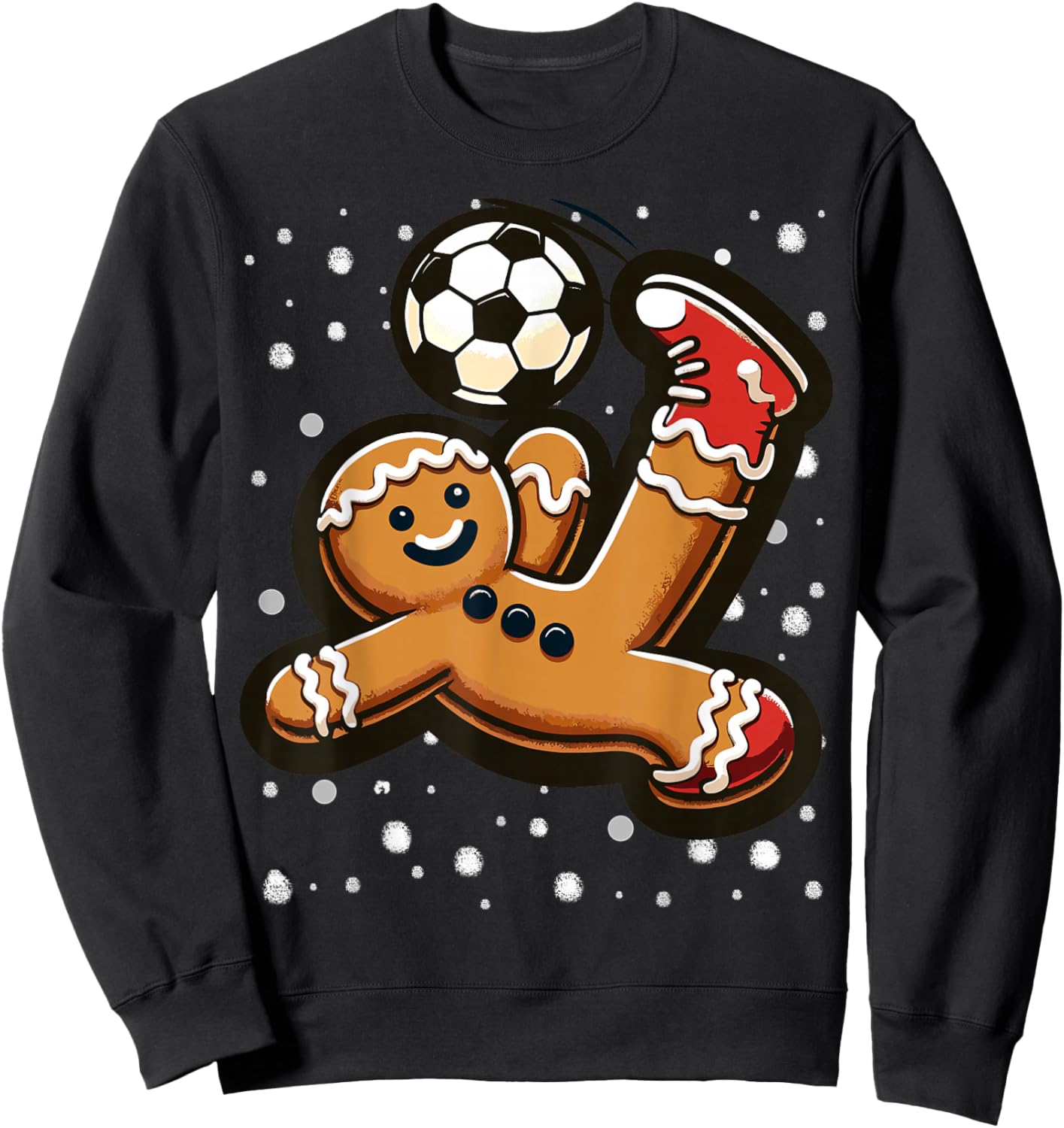 Gingerbread Plays Soccer Bicycle Kick, Cookie Christmas Sweatshirt - Sweatshirt | Black