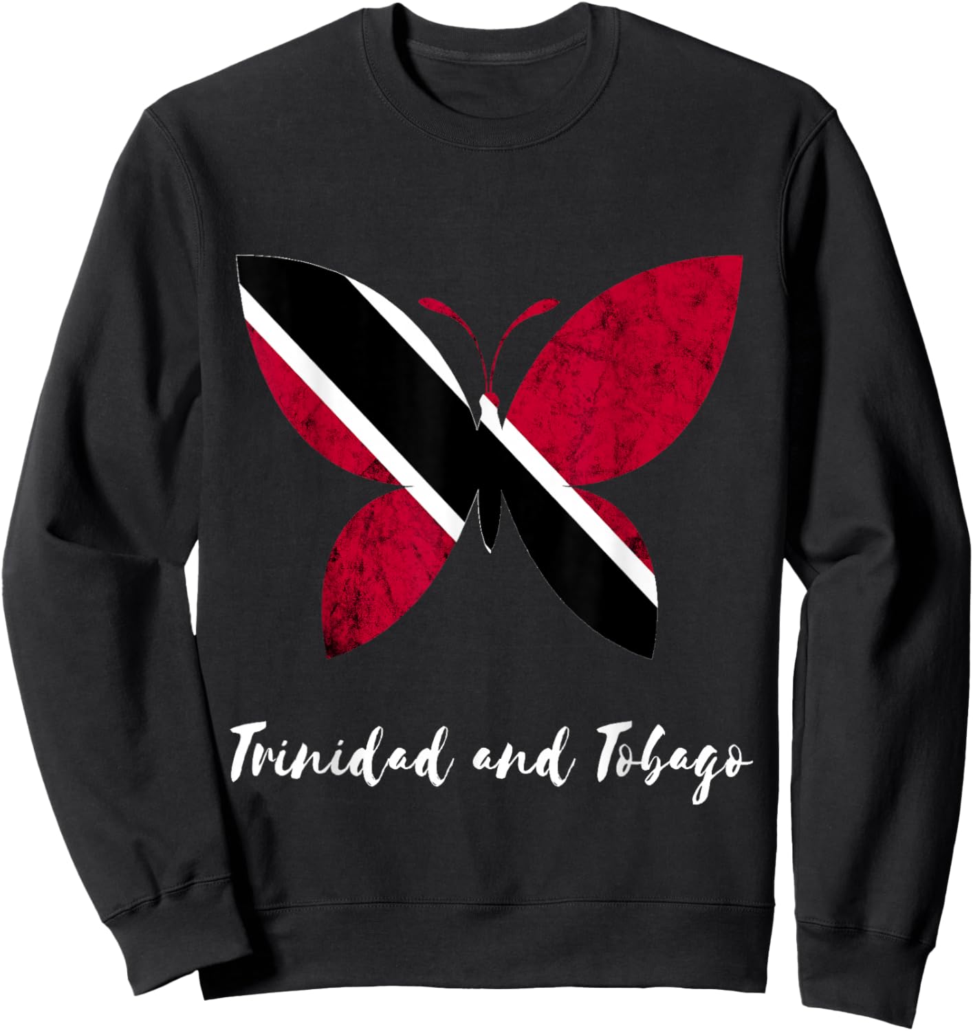 Trinidad And Tobago Vintage Butterfly Trinidadian Roots Sweatshirt - Sweatshirt | Black