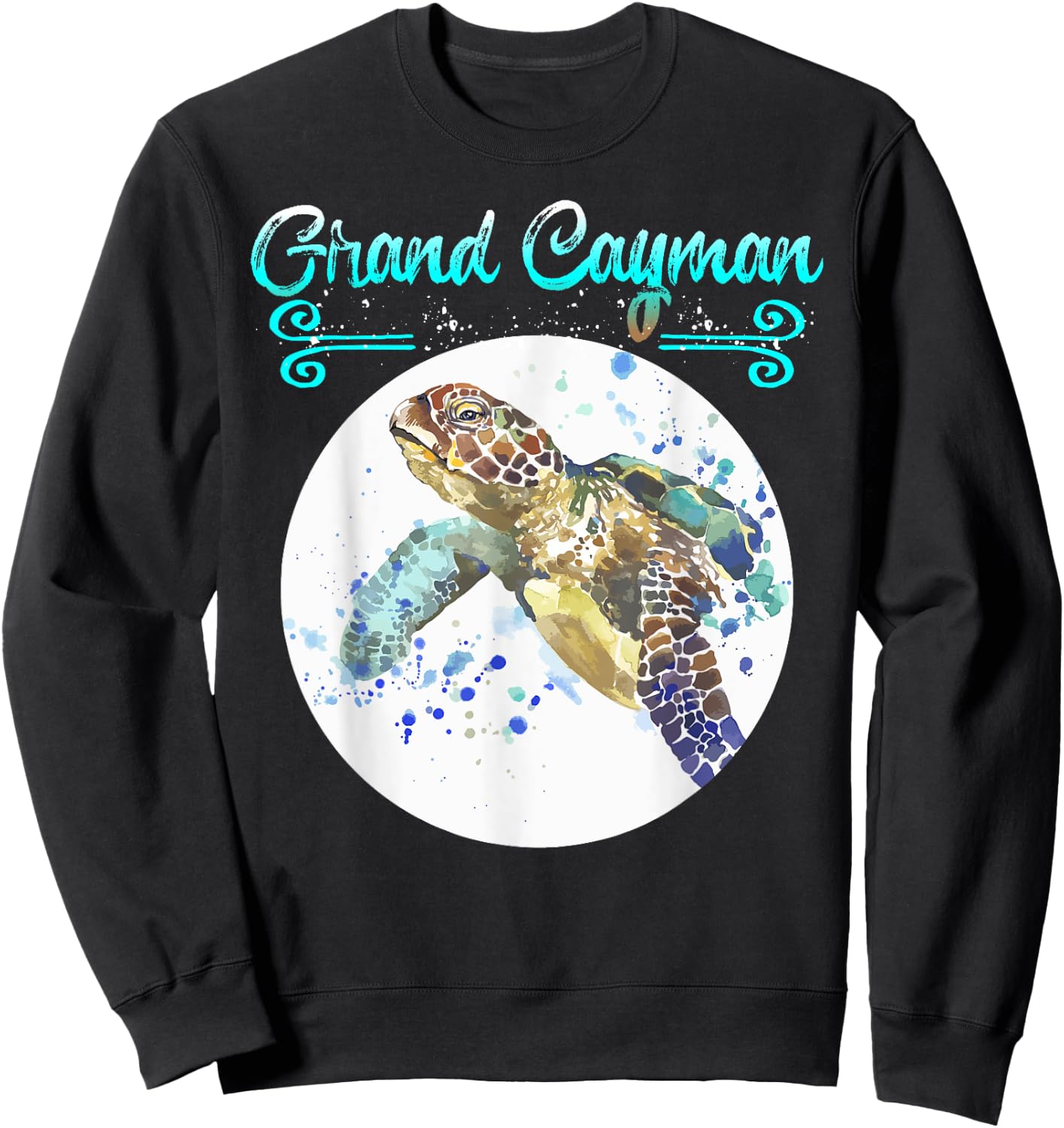 Grand Cayman Islands Turtle Tuna Stingray Blue Souvenir Gift Sweatshirt - Sweatshirt | Black