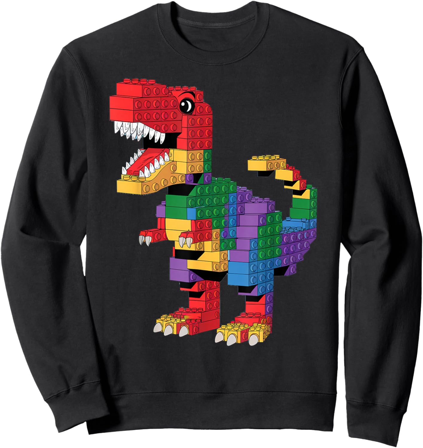 Master Builder Men Boys Kids Building Bricks Dinosaur T-Rex Sweatshirt - Sweatshirt | Black