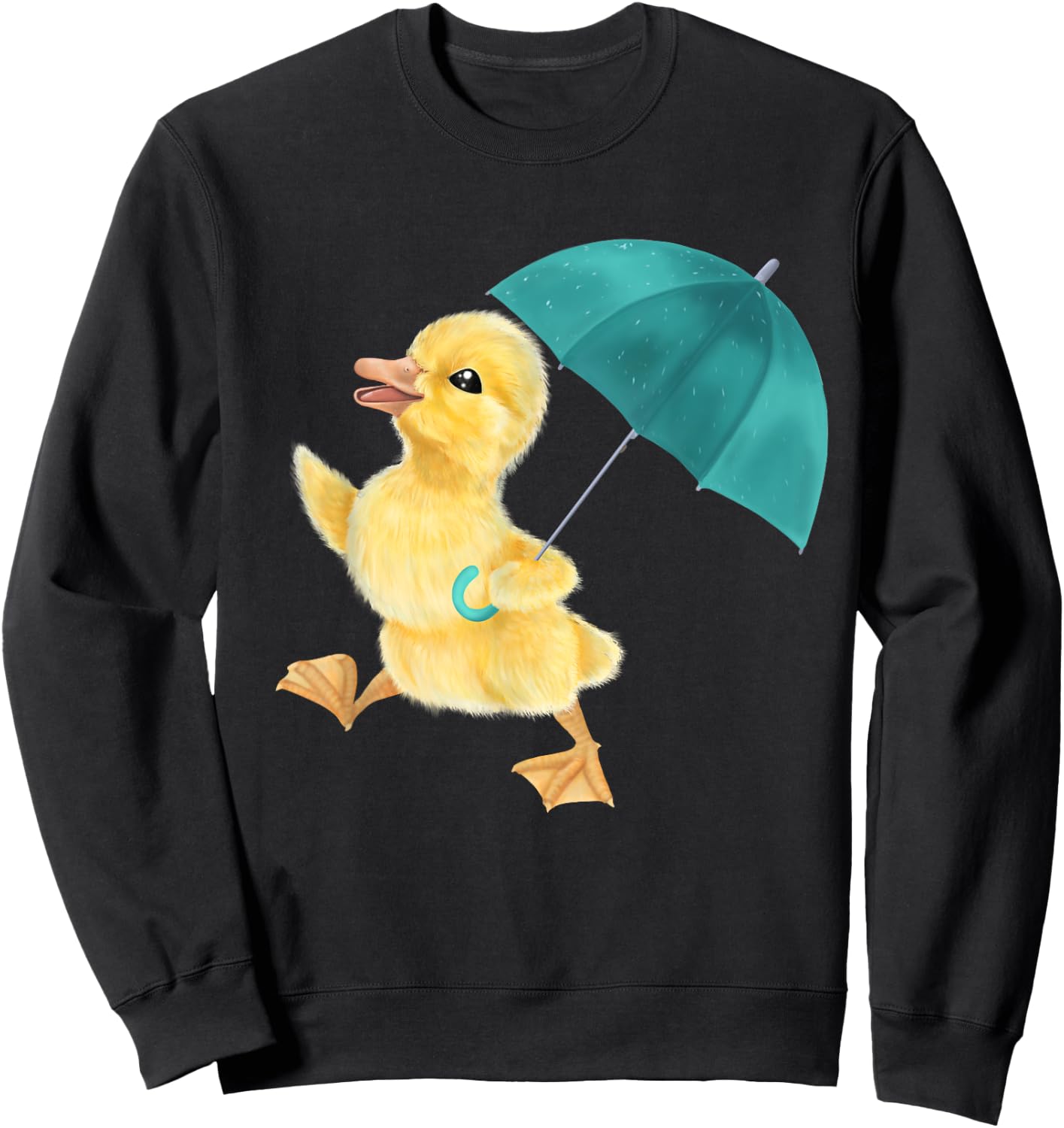 Duckling with Umbrella - Rainy day duck Sweatshirt - Sweatshirt | Black