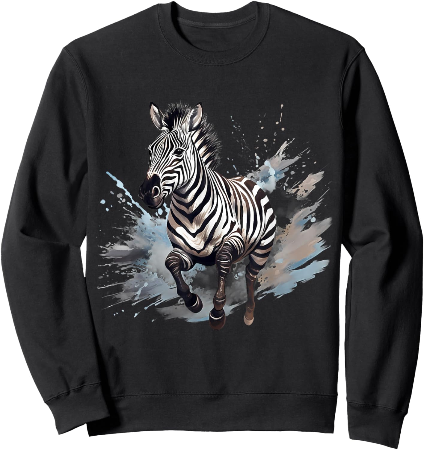 Zebra Splash Animal Art Wildlife Safari Savanna Nature Sweatshirt - Sweatshirt | Black
