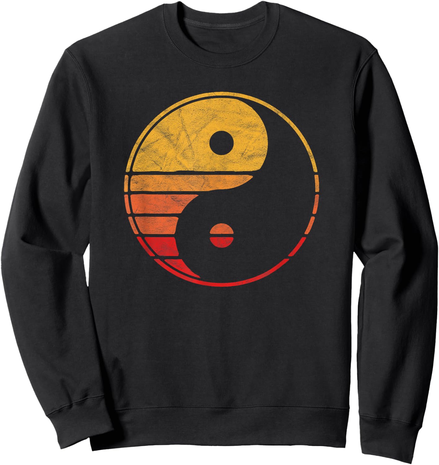 Vintage Yin Yang 80's Minimalist Sun Retro Graphic Sweatshirt - Sweatshirt | Black