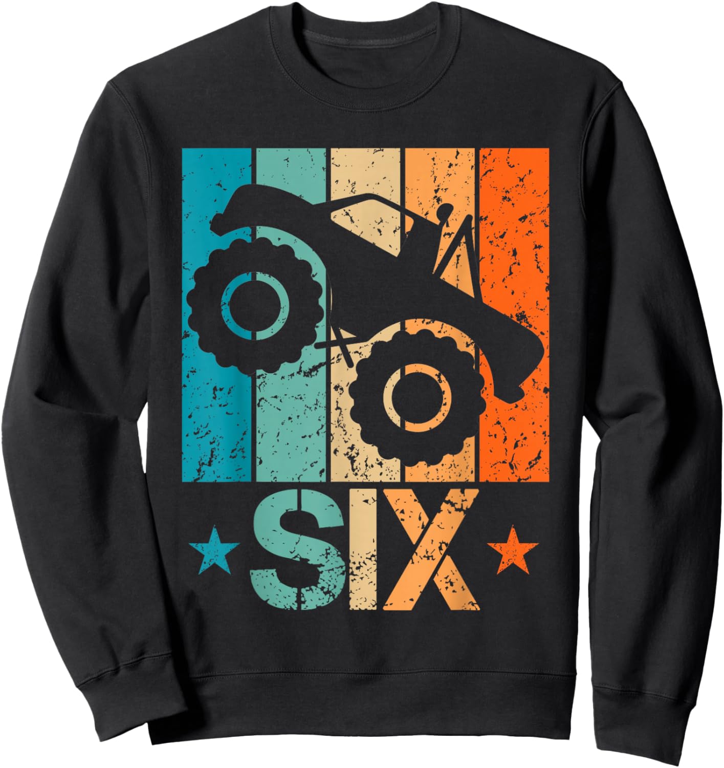 6th Monster Truck Birthday 6 Year Old 6yr Boys Birthday Sweatshirt - Sweatshirt | Black