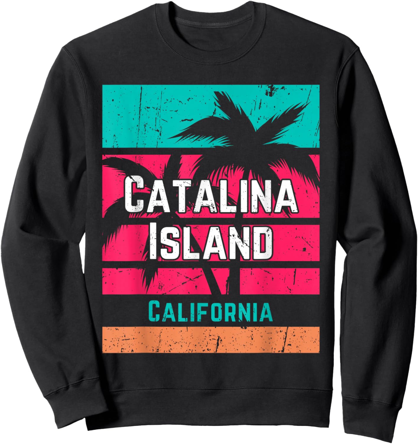 Catalina Island California Vacation Souvenir Surfing Vintage Sweatshirt - Sweatshirt | Black