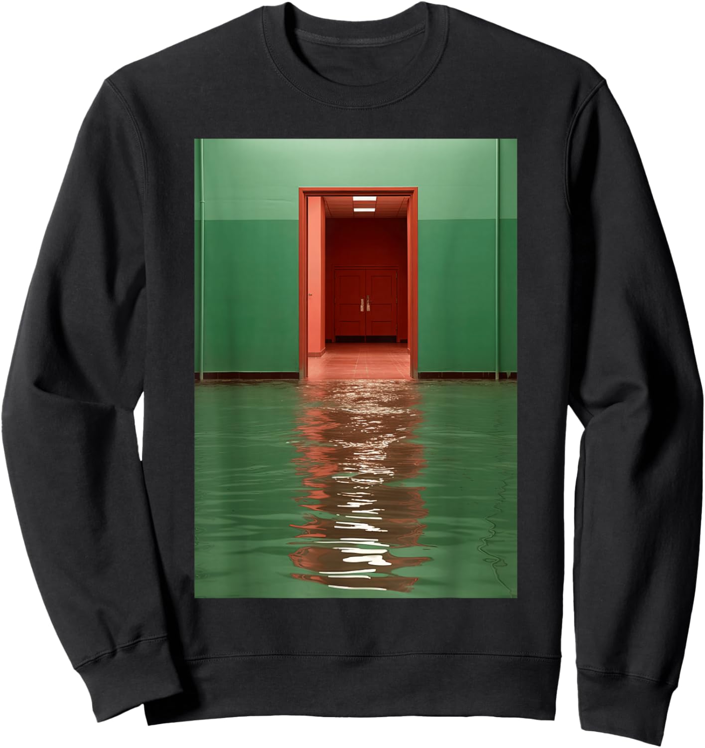 Liminal Spaces Weirdcore Dimensional Swim Illusion Sweatshirt - Sweatshirt | Black