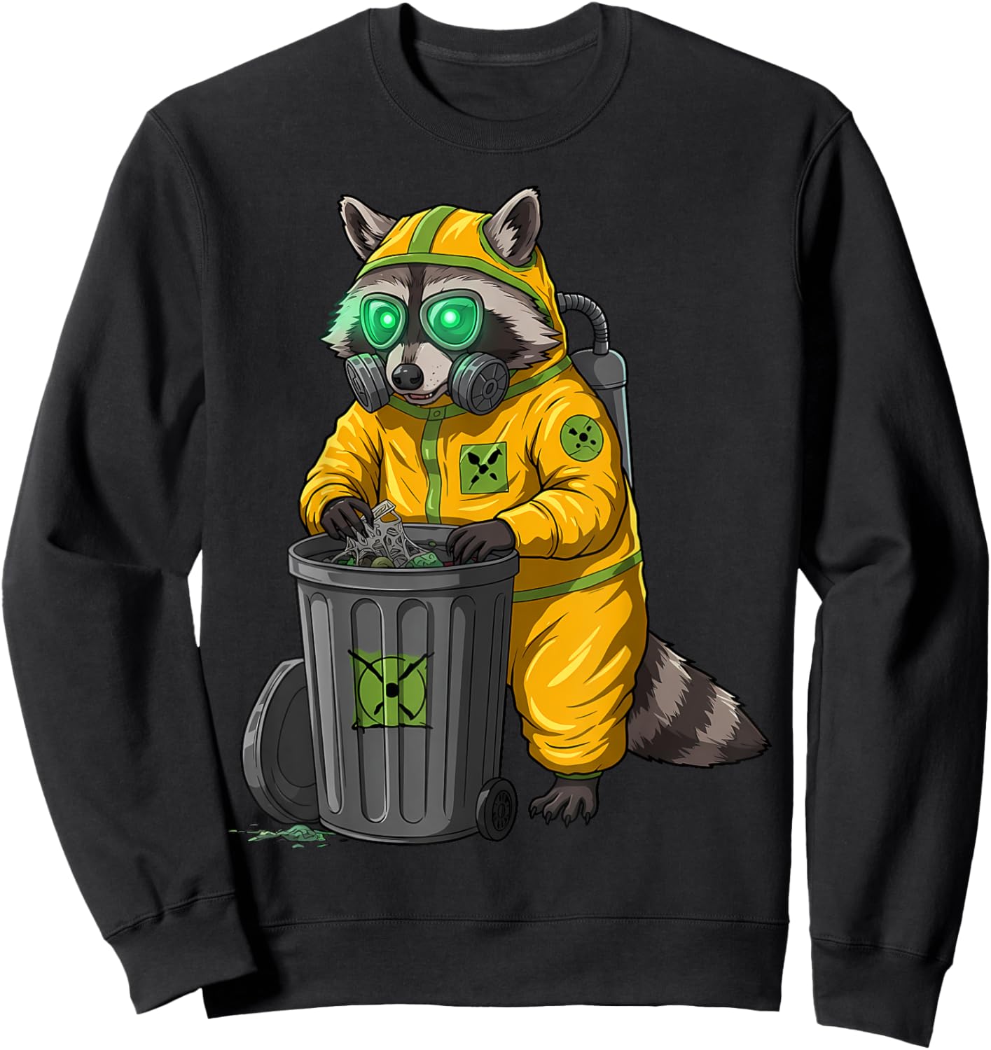 Hazmat Raccoon Halloween Trash Panda Sweatshirt - Sweatshirt | Black