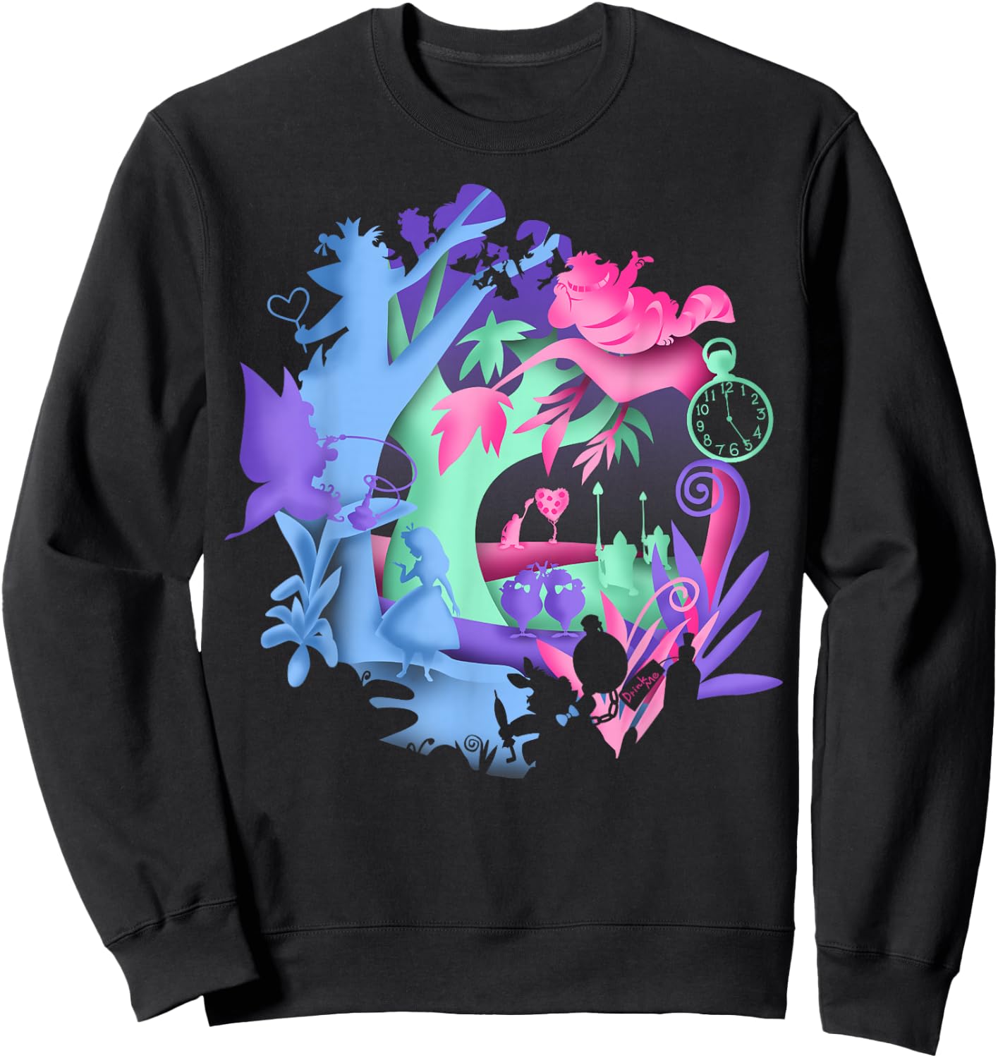 Disney Alice in Wonderland Neon Forest Silhouette Small Sweatshirt - Sweatshirt | Black