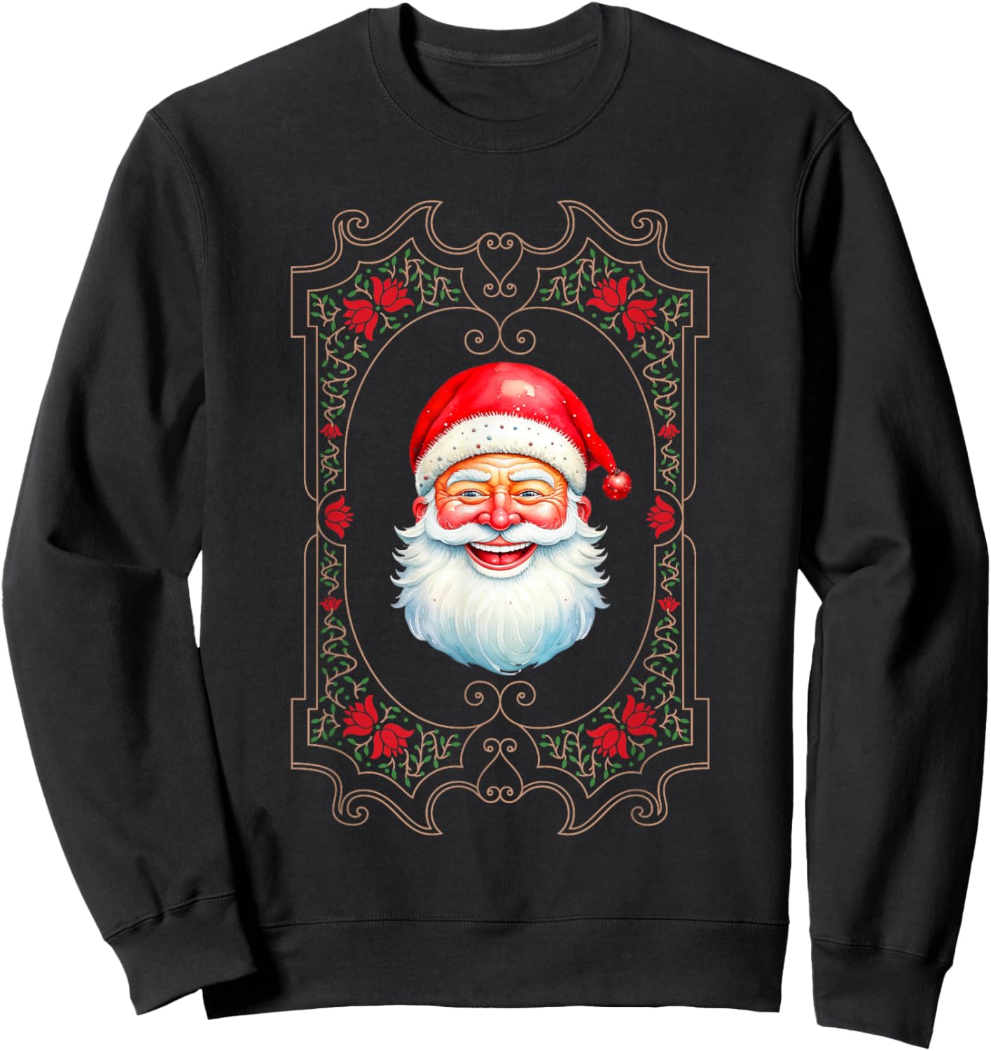 Retro Vintage Victorian Santa Smiling Jolly Old St. Nicholas Sweatshirt - Sweatshirt | Black
