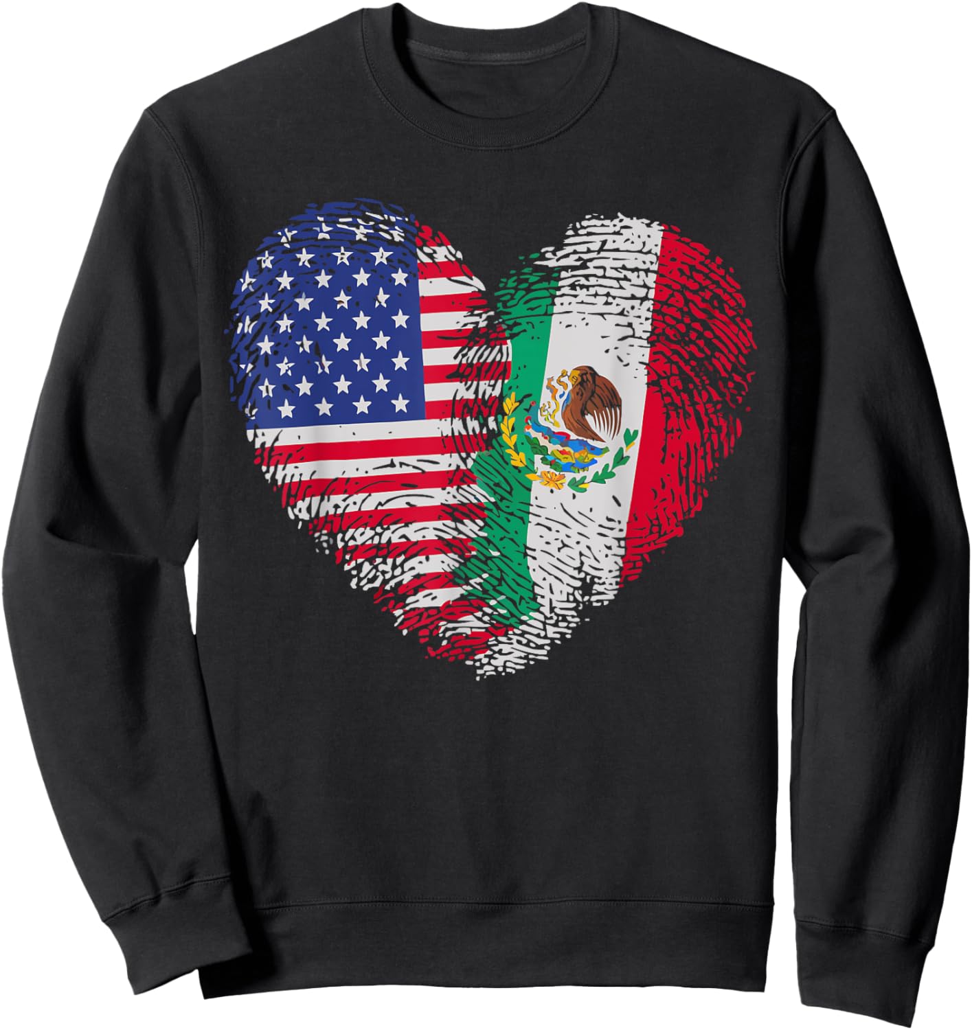 Half Mexican Half American USA Flag Mexico America Sweatshirt - Sweatshirt | Black