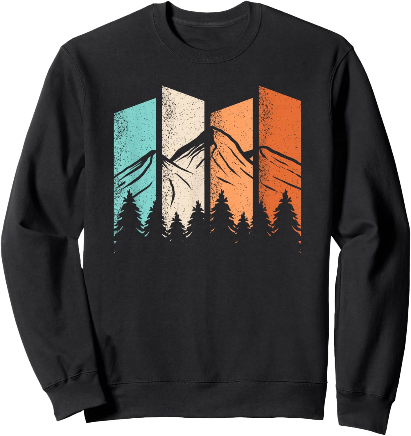 Retro Gebirge Wandern Landschaft Natur Outdoor Bergsteiger Sweatshirt - Sweatshirt | Black