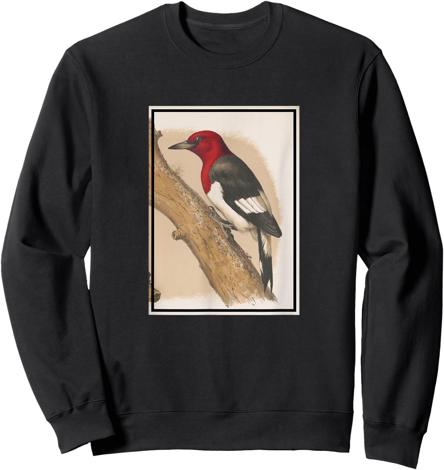 Red-headed Woodpecker Vintage Illustration (1874) Sweatshirt - Sweatshirt | Black