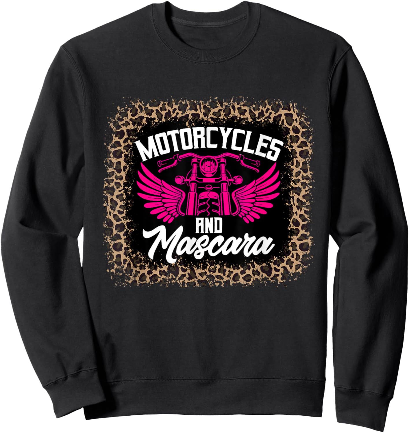 Motorcycle And Mascara Shirt Leopard Print Sweatshirt - Sweatshirt | Black