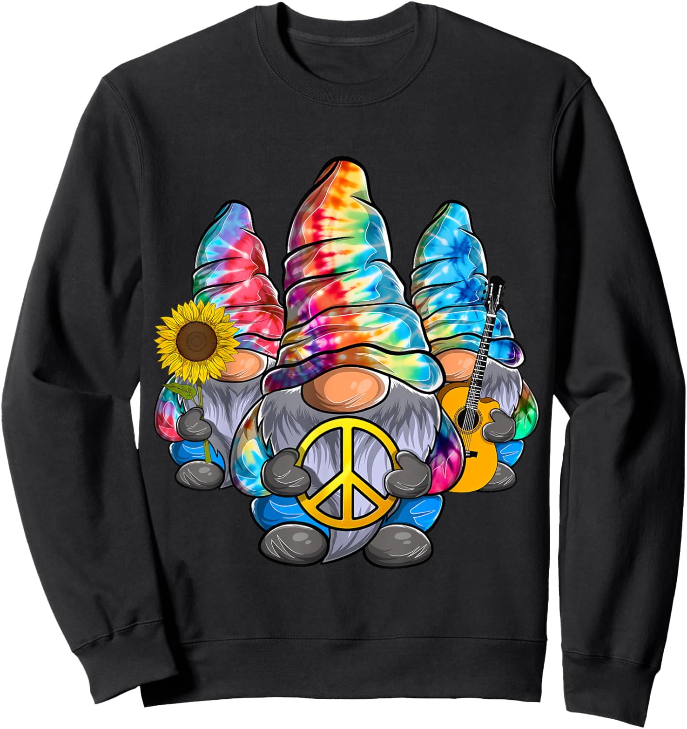 Three Hippie Gnomes Tie Dye funny design Women Sweatshirt - Sweatshirt | Black