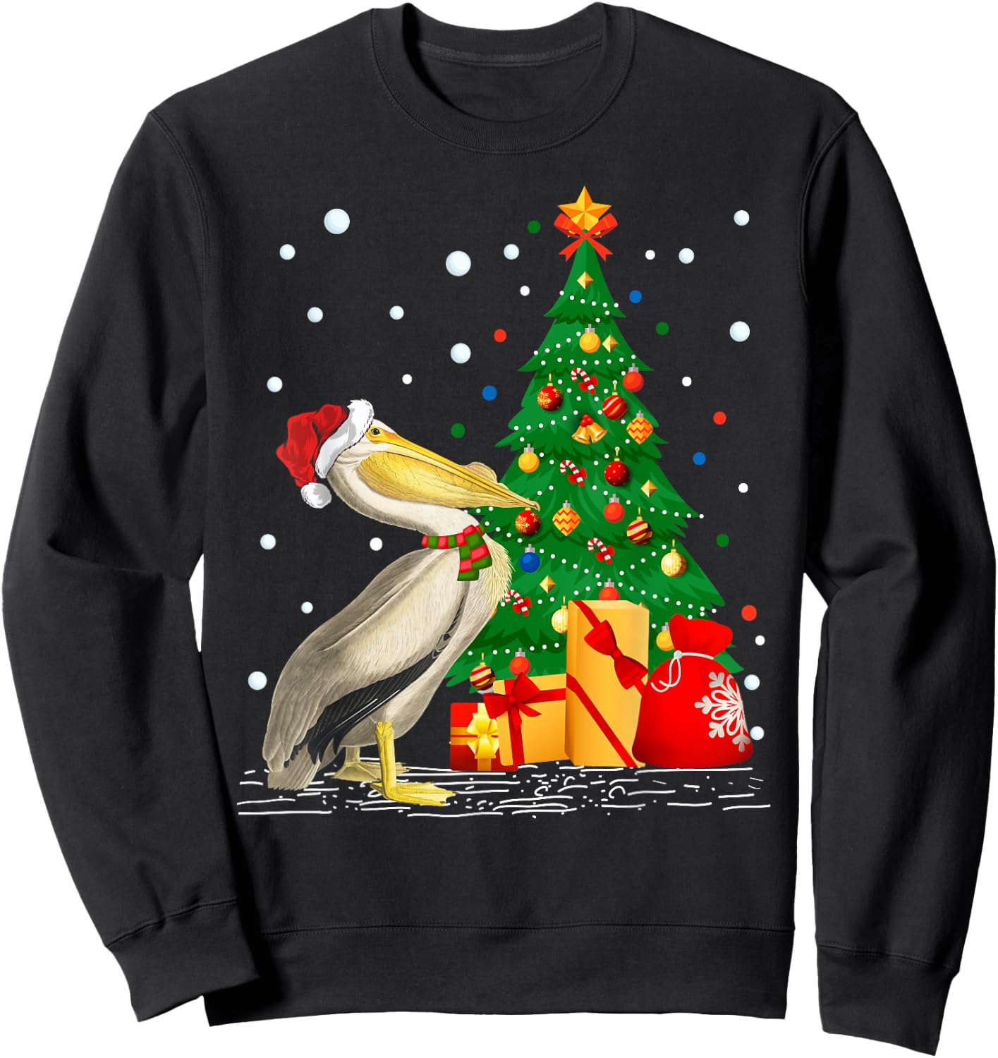Funny Pelican Lover Gift Santa Hat Pelican Christmas Sweatshirt - Sweatshirt | Black