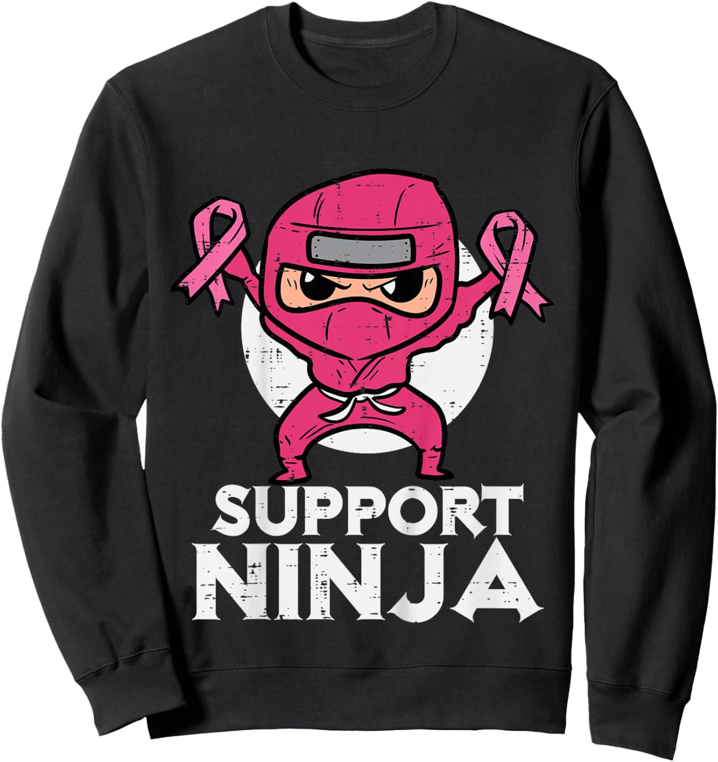 Kids Support Ninja Pink Cute Breast Cancer Awareness Toddler Boys Sweatshirt - Sweatshirt | Black