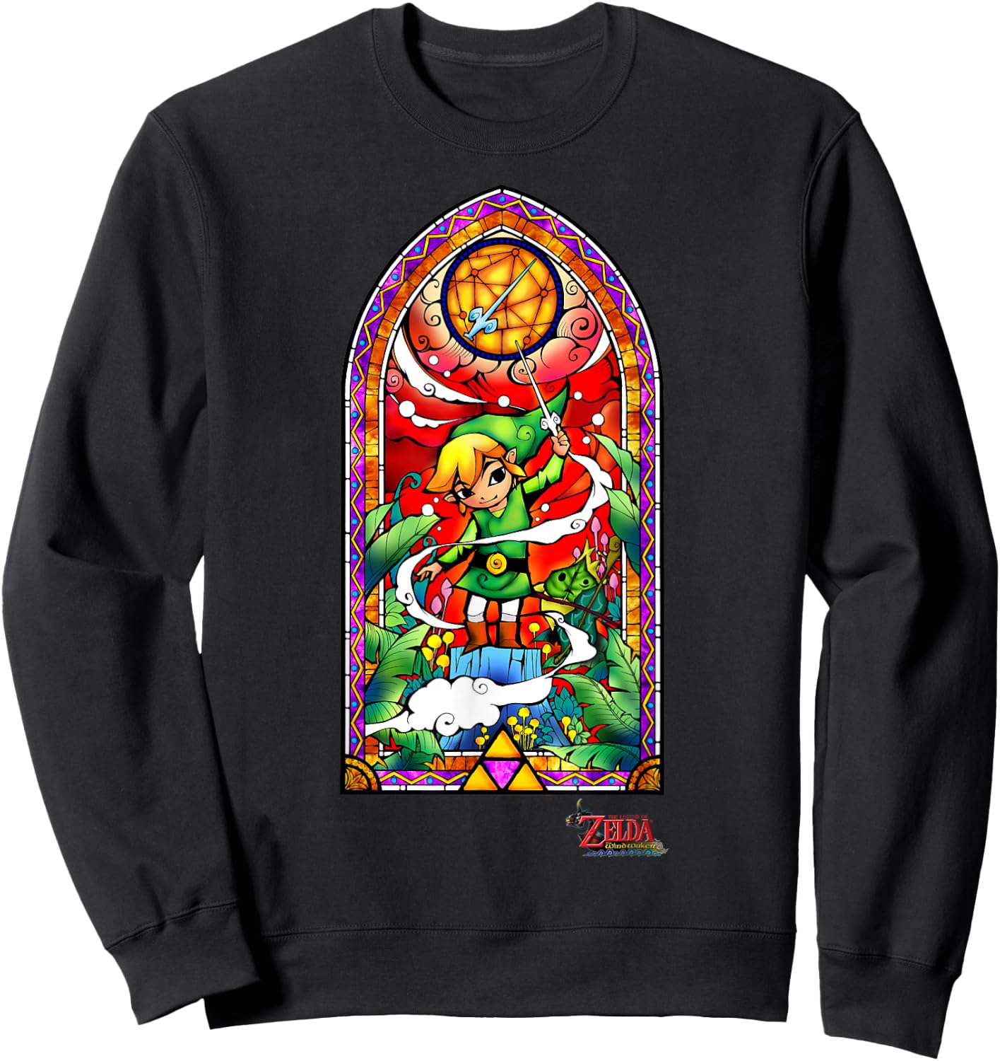 The Legend of Zelda The Wind Waker Link Stained Glass Sweatshirt - Sweatshirt | Black