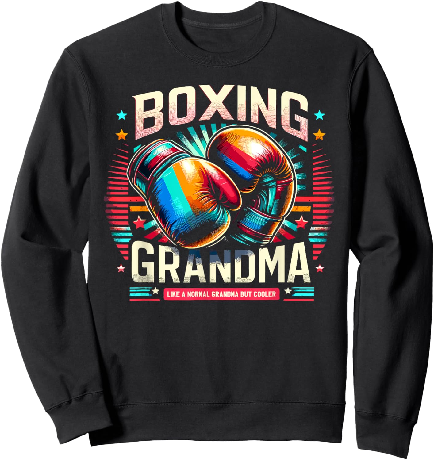 Boxing Grandma Grandmother Boxer Fan Sweatshirt - Sweatshirt | Black